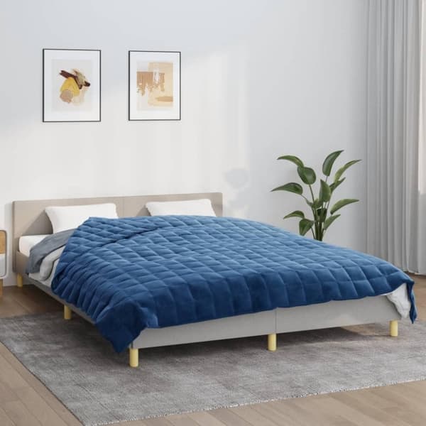 vidaXL tyngdetæppe 200x220 cm 9 kg stof blå