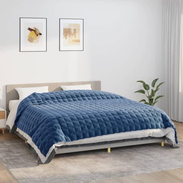 vidaXL tyngdetæppe 235x290 cm 15 kg stof blå