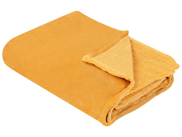 Pläd Orange Polyester 150 x 200 cm Mjuk Sängöverkast Hemtillbehör Modern Design