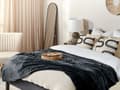 Miniatyrbillede 2 af 5: Fleecetæppe Sort Polyester 200 x 220 cm Blød Hyggetæppe til Sofaen Plaid til Seng Dekoration Moderne Tilbehør Varm Tæppe