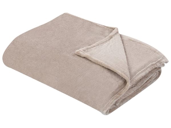 Torkkupeitto beige polyesteri 200 x 220 cm pehmeäkarvainen moderni tyyli