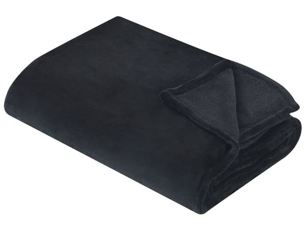 Pläd Svart Polyester 200 x 220 cm Mjuk Sängöverkast Hemtillbehör Modern Design