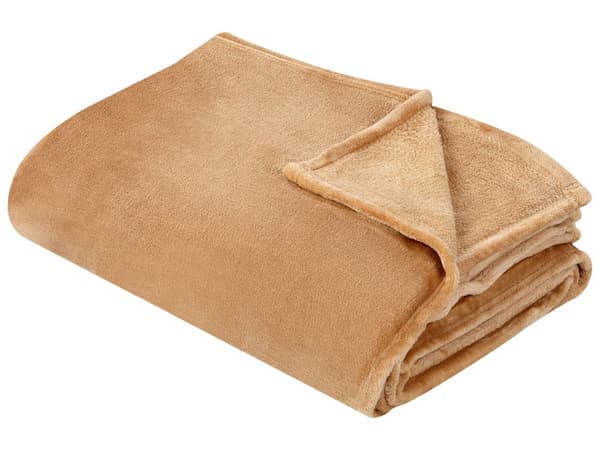 Pledd Sandbeige Polyester 200 x 220 cm Mykt Moderne design Sengeteppe Dekorativt Tilbehør Tekstiler Soverom Stue