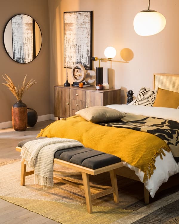 Tæppe Beige Bomuld 125 x 150 cm Sengetæppe Traditionel Stue Soveværelse