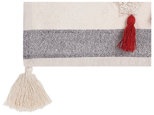 Pledd Hvit Grå Bomull 125 x 150 cm Stripete Håndtuftede hester Dusker Dekorativt Boho Tekstil Stue Soverom