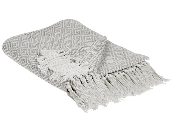 Filt Taupe Bomull 125 x 150 cm Sängöverkast Bohemisk Vardagsrum Sovrum