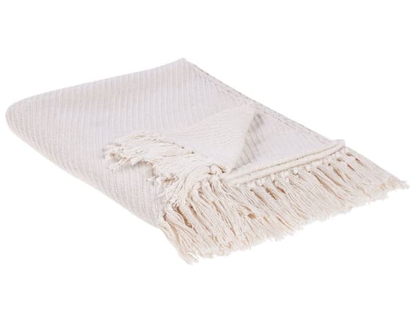 Filt Beige Bomull 125 x 150 cm Sängöverkast Traditionell Vardagsrum Sovrum