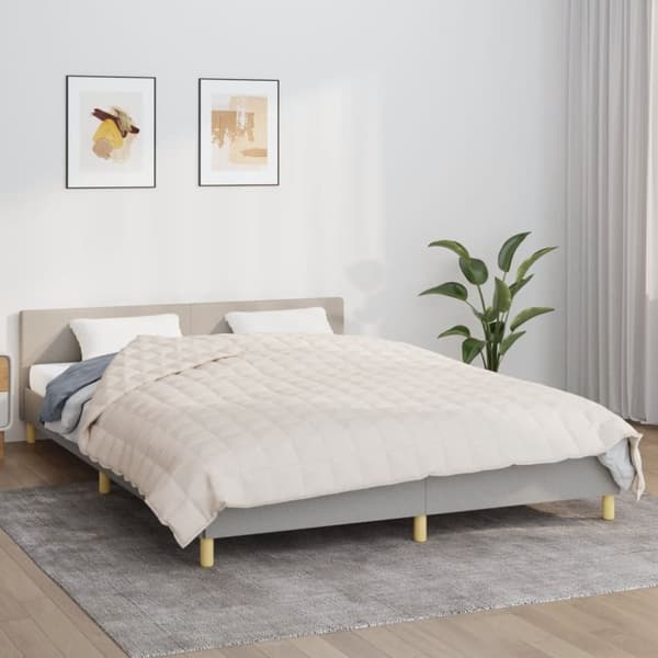 vidaXL tyngdetæppe 220x240 cm 15 kg stof lys cremefarve