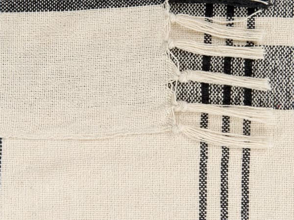 Plaid Hvid Sort Bomuld 130 x 170 cm Blød Hyggetæppe til Sofa Moderne Stribet Varm Bomuldsplaid med Frynser Design Inspiration Senge Plaid