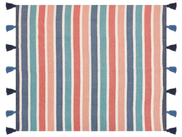 Plaid Multifarvet Polyester 135 x 150 cm Blød Hyggetæppe til Sofa Moderne Stribet Varm Hyggetæppe med Kvaster Design Inspiration Senge Plaid