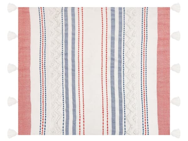 Pläd Flerfärgad Polyester PET 130 x 150 cm med dekorativa tofsar Randigt mönster