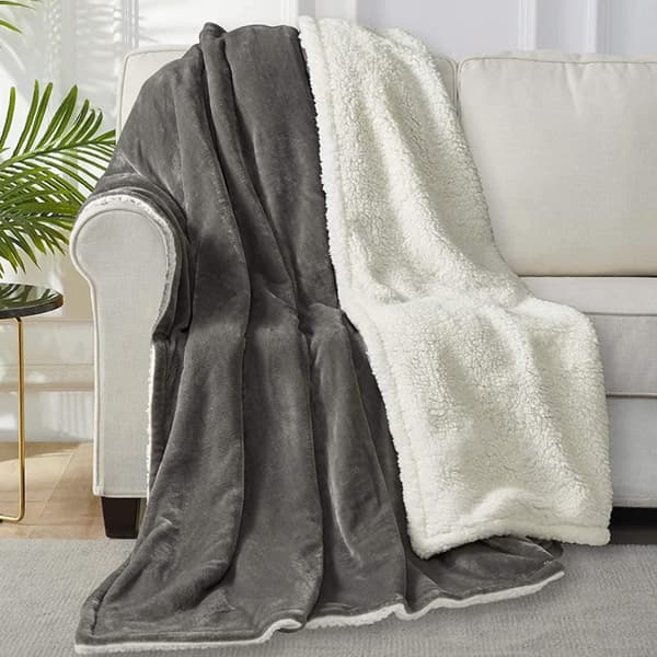 Rootz Sherpa -villapeitto - Comfort Throw - Pehmopäällinen - Ylellinen levitys - Mukava liina - Lämmin kääre - Harmaa - 220x240cm