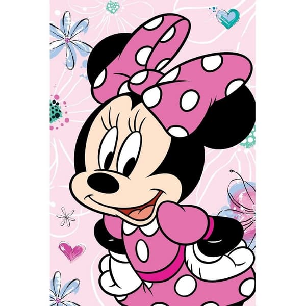 Disney Filt i mikroflanell med blommor och Mimmi Pigg