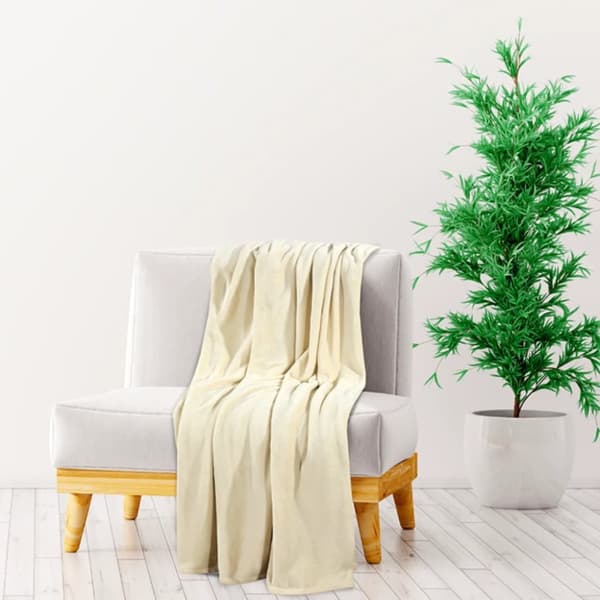 tæppe 150x200 cm polyester cremefarvet