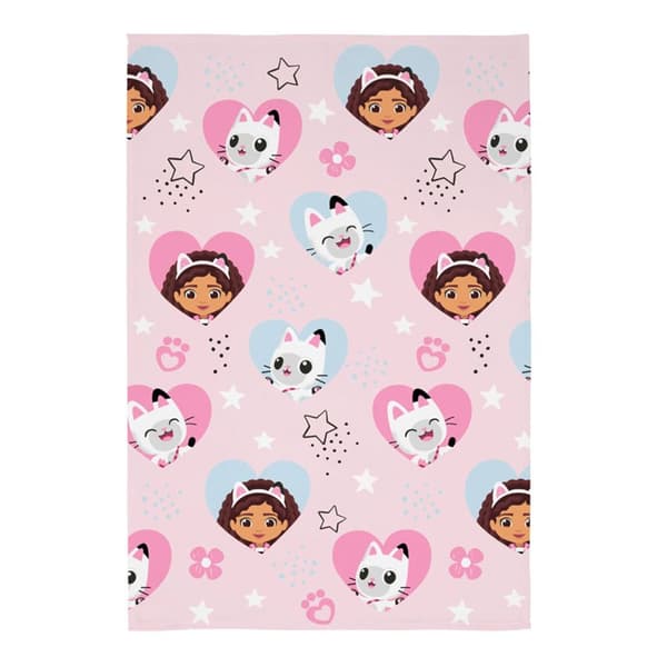 Gabby´s Dollhouse Fleece Stars & Hearts Blanket Pink/Blue One Size