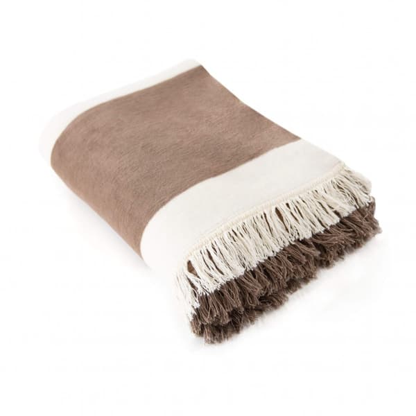 Striber bomuldstæppe 150x200 beige