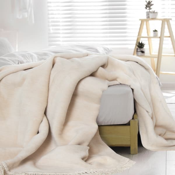 Meleret bomuldstæppe 150x200 beige