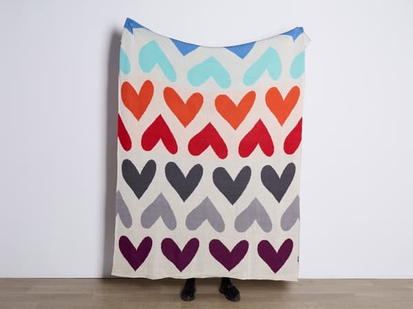 Torkkupeitto monivärinen 130 x 170 cm puuvilla sydänkuvio konepestävä lasten moderni