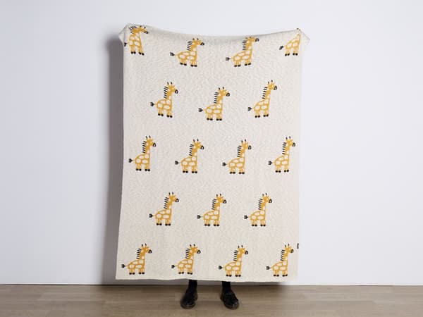Torkkupeitto beige 130 x 170 cm puuvilla kirahvikuvio konepestävä lasten moderni