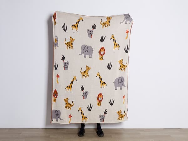 Torkkupeitto monivärinen 130 x 170 cm puuvilla eläinkuvio konepestävä lasten moderni