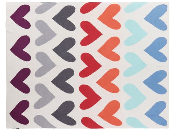 Pledd Flerfarget Bomull 130 x 170 cm Hjertemotiv Moderne design Sengeteppe Barnepledd Barnerom Soverom