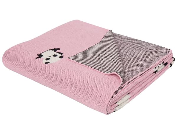 Pledd Rosa Bomull 130 x 170 cm Pandamotiv Moderne design Sengeteppe Barnepledd Barnerom Soverom