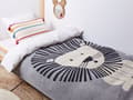 Miniatyrbild 2 av 7: Barnfilt Grå Bomull 130 x 180 cm Säng Pläd Mysigt Lejonmönster Sovrum Barnrum Modern design