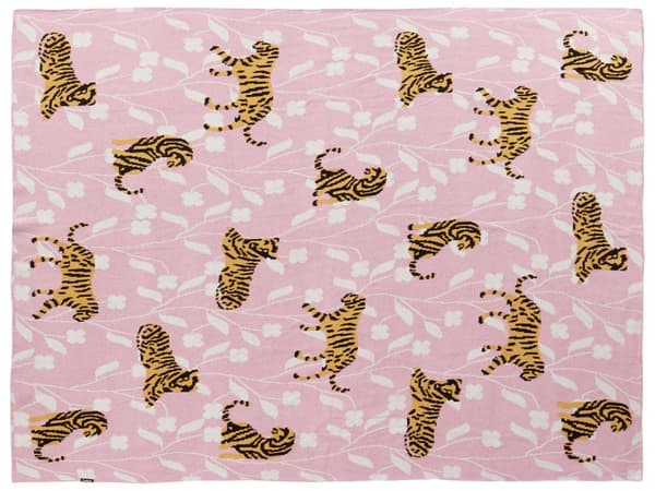 Barnfilt Rosa Bomull 130 x 180 cm Sängfilt Mysigt Tigermönster Sovrum Barnrum Modern Design