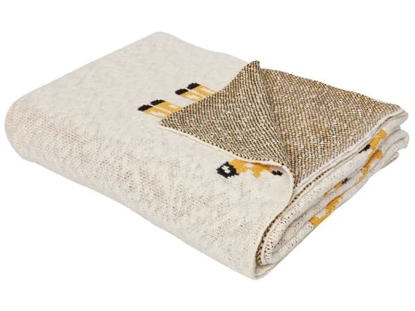 Barnfilt Beige Bomull 130 x 180 cm Sängfilt Mysigt Giraffmönster Sovrum Barnrum Modern design