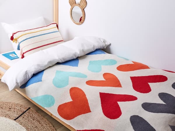 Plaid Multifarvet Bomuld 130 x 170 cm Blød Hyggetæppe til Sofa Moderne Bølge Mønster Varm Bomuldstæppe Design Skandinavisk Senge Plaid