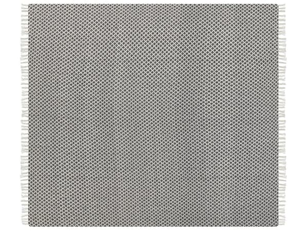 Sengetæppe sort/hvid 200 x 220 cm bomuld maskinvaskbart geometrisk mønster frynser moderne stil