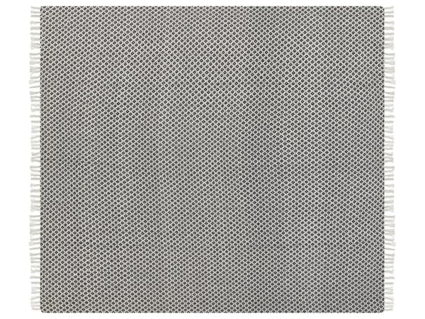Sengetæppe sort/hvid 220 x 240 cm bomuld maskinvaskbart geometrisk mønster frynser moderne stil