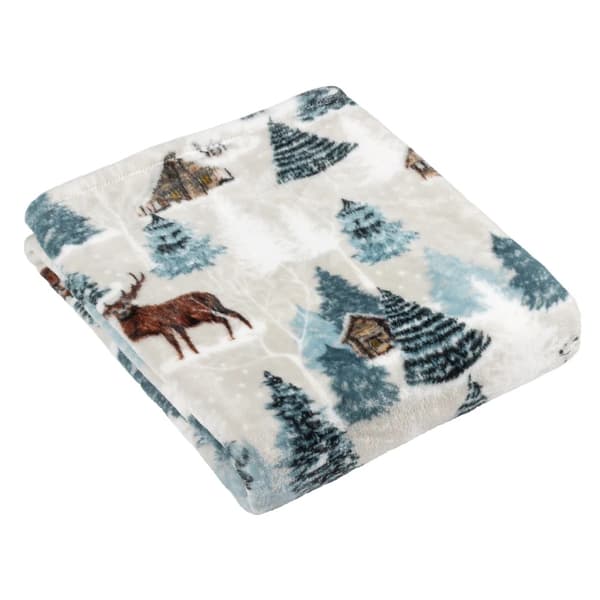 Furn Arcticus Fleece Throw White/Blue 150cm x 130cm