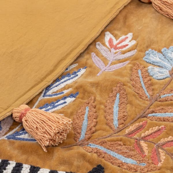 Wylder Tropics Tassel White Tiger Embroidered Throw