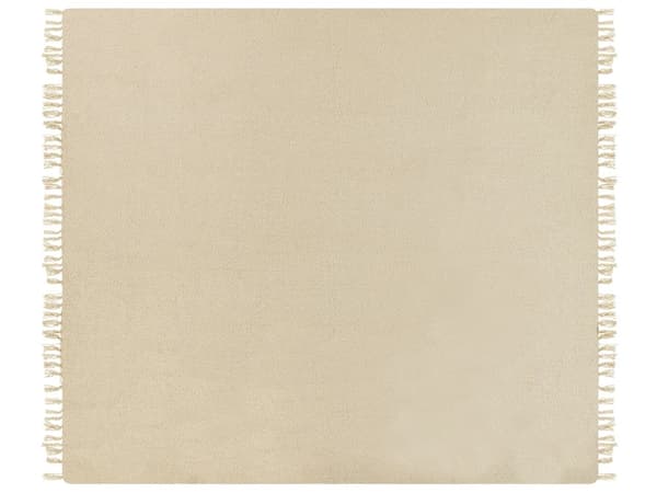 Torkkupeitto beige 220 x 240 cm käsin kudottu hapsut perinteinen tyyli