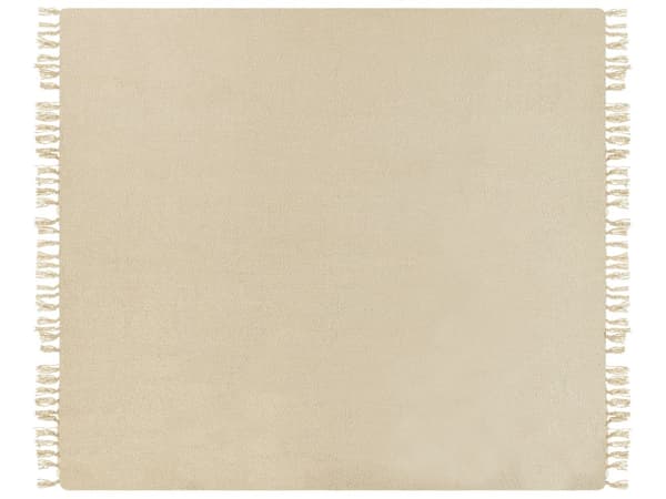 Filt Beige Akryl 200 x 220 cm Handvävd med Tofsar Modern Pläd Vardagsrum Sovrum
