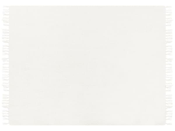 Filt Off-white Akryl 150 x 200 cm Handvävd med Tofsar Modern Pläd Vardagsrum Sovrum