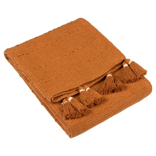 Yard Caliche Woven Tassel Trim Throw Ginger 180cm x 130cm