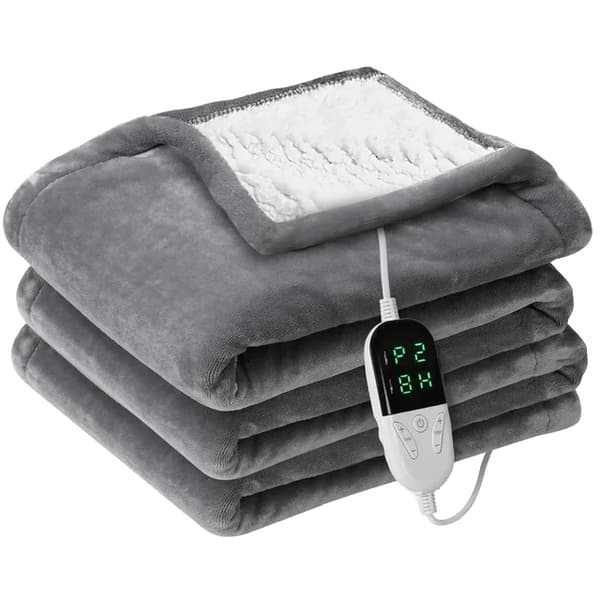 Elektrisk tæppe, Hurtig opvarmning, Temperatur justerbar, Dyb Grå, 130cm*150cm Light Gray