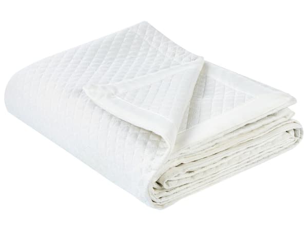 Sengetæppe Råhvid Polyesterstof 200 x 220 cm Præget mønster Dekorativt sengetøj Klassisk design Soveværelse