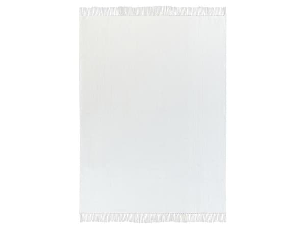 Filt Vit Bomull 150 x 200 cm Säng Pläd Chevronmönster Fransar Sovrum Vardagsrum