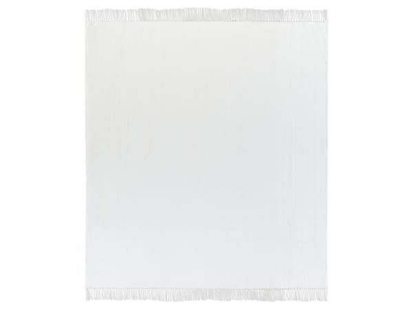 Filt Vit Bomull 220 x 240 cm Säng Pläd Chevronmönster Fransar Sovrum Vardagsrum
