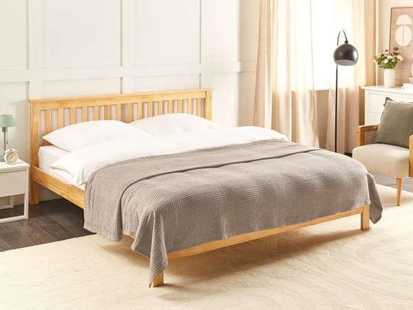 Plaid Taupe Bomuld 220 x 240 cm Blød Hyggetæppe til Sofa Moderne Varm Bomuldstæppe Design Skandinavisk Senge Plaid