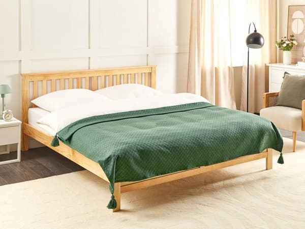 Plaid Grøn Bomuld 150 x 200 cm Blød Hyggetæppe til Sofa Moderne Varm Bomuldstæppe Design Skandinavisk Senge Plaid