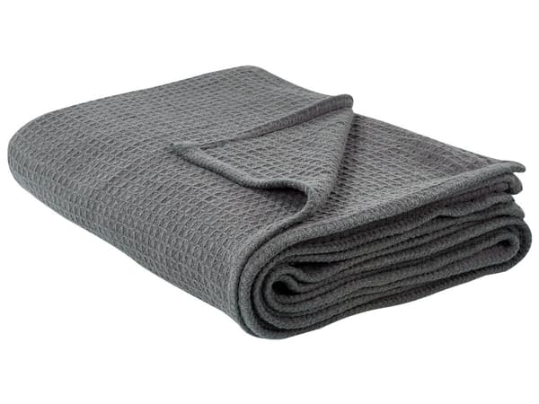 Plaid Mørkegrå Bomuld 220 x 240 cm Blød Hyggetæppe til Sofa Moderne Varm Bomuldstæppe Design Skandinavisk Senge Plaid
