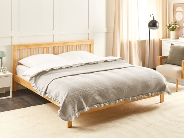 Plaid Taupe Bomuld 220 x 200 cm Blød Hyggetæppe til Sofa Moderne Varm Bomuldstæppe Design Skandinavisk Senge Plaid