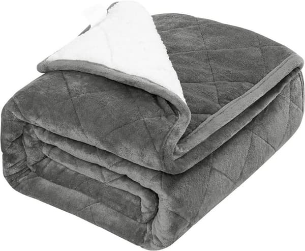 Rootz vægtet terapitæppe - Angstlindrende tæppe - Stresstæppe - Dobbeltsidet flannel & sherpa - Dyb trykstimulering - Jævn vægtfordeling - Holdbar kon