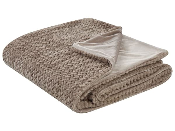 Sengetæppe brun polyester 200 x 220 cm præget mønster dekorativt dekorativt soveværelse