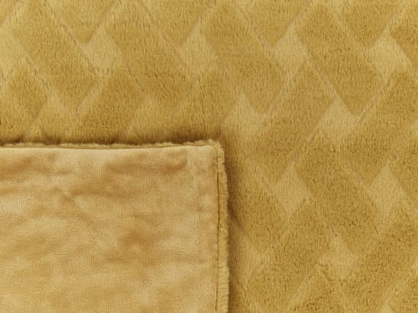 Sengetæppe blå-gul kunstig turkis 200 x 220 cm geometrisk præget mønster fluffy moderne stil