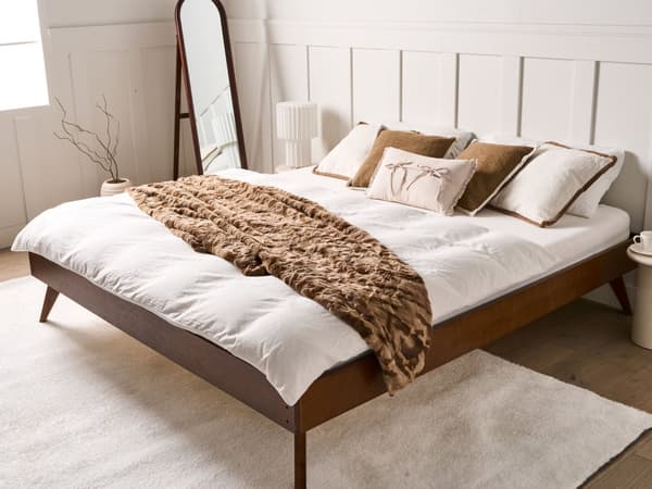 Sengeteppe Teppe Brun Mykt Imitert Kaninpels Stoff 200 x 220 cm Shaggy Teppe Sengetøy
